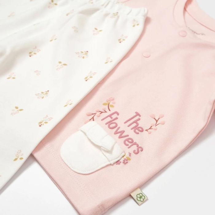 Bibaby Biorganic The Flowers Pijama Takımı 59764 Ekru Pembe