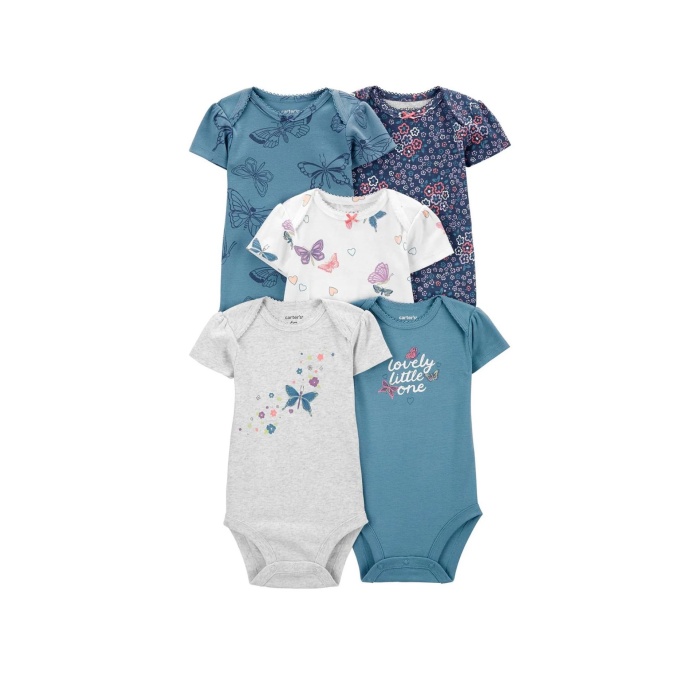 Carters Layette Kız Bebek 5Li Kısa Kol Body 1Q124910 Karışık Renkli