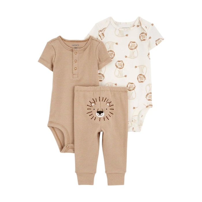 Carters Erkek Bebek Body Pantolon Set 3lü Paket 1R035310 Kahverengi