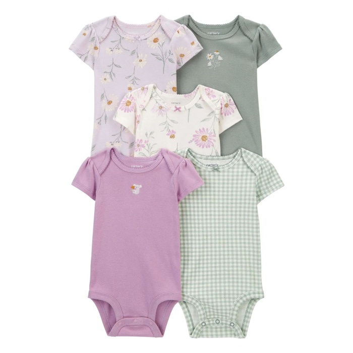 Carters Kız Bebek Kısa Kollu Body 5li Paket 1R035910 Renkli