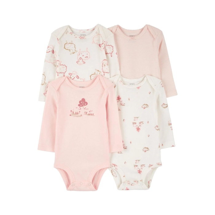 Carters Kız Bebek Uzun Kollu Body Set 4lü Paket 1R353310 Renkli