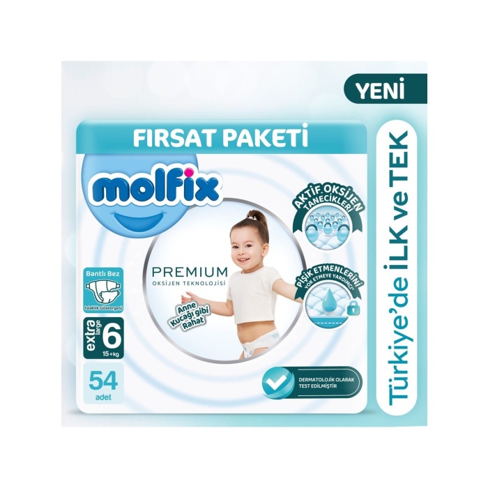 Molfix Premium Bebek Bezi Ultra Fırsat Paketi 6 Beden 15+ Kg 54 Adet