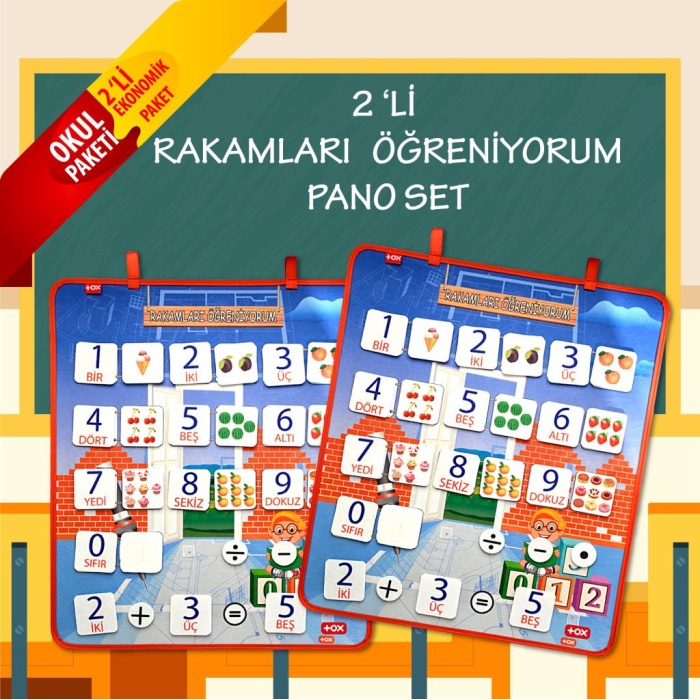 2 Set - 88 Parça  Rakamları Öğreniyorum Keçe Duvar Panoları , Eğitici Oyuncak