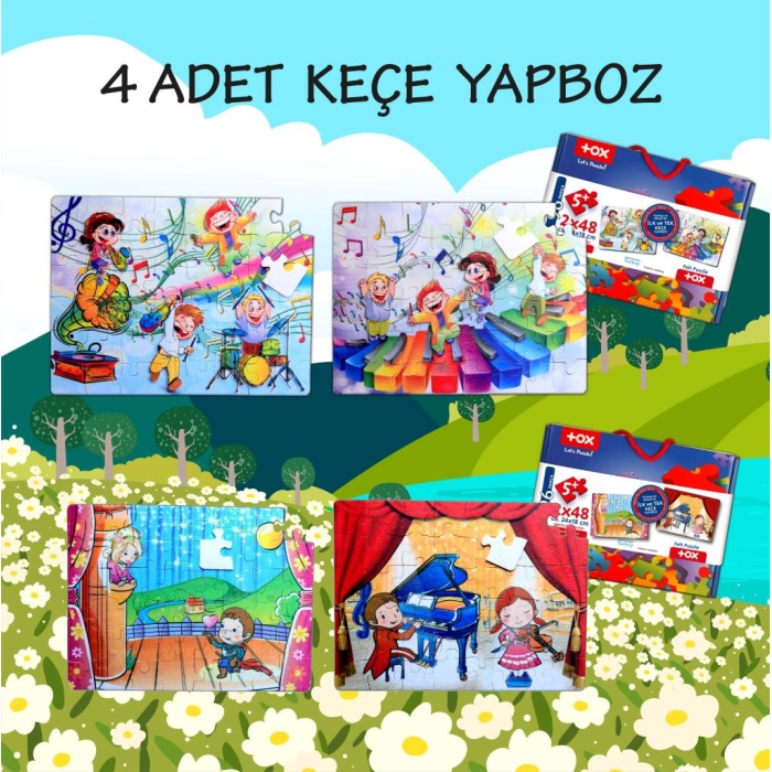 4 Set - 96 Parça  Müzik ve Sahne 5+ Keçe Yapboz - 5 Yaş Puzzle