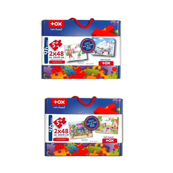 4 Set - 96 Parça  Kış ve Oyun Parkı 5+ Keçe Yapboz - 5 Yaş Puzzle