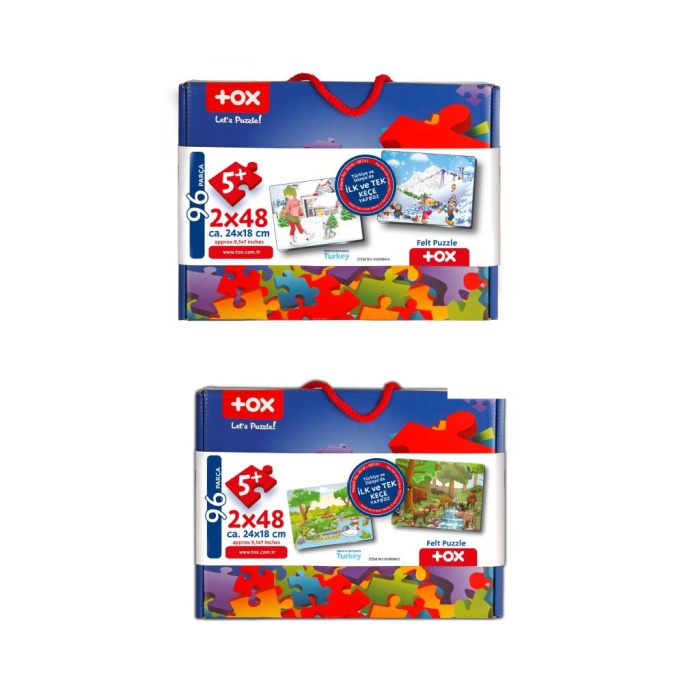 4 Set - 96 Parça  Orman ve Kış 5+ Keçe Yapboz - 5 Yaş Puzzle