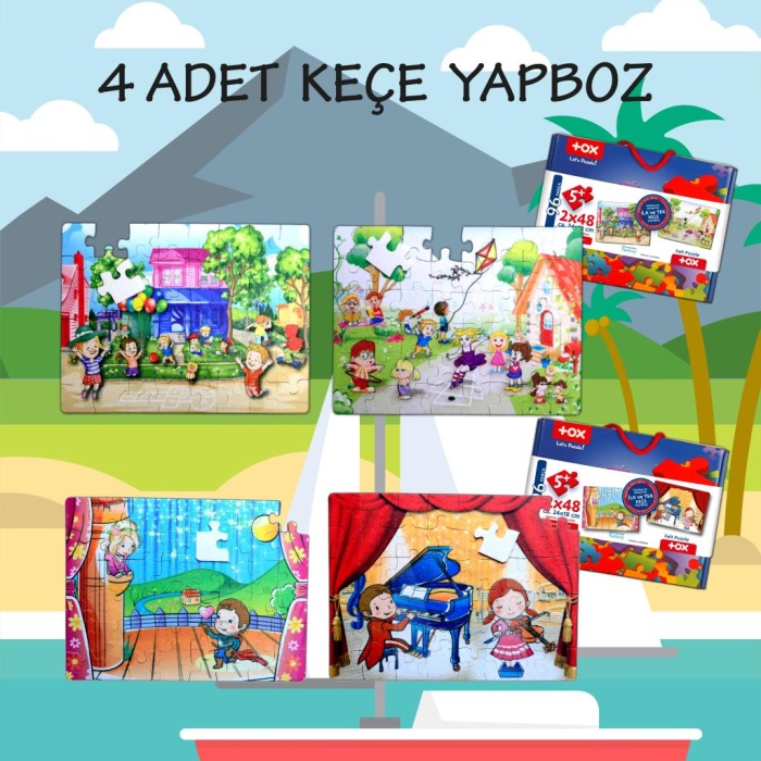 4 Set - 96 Parça  Oyun Parkı ve Sahne 5+ Keçe Yapboz - 5 Yaş Puzzle