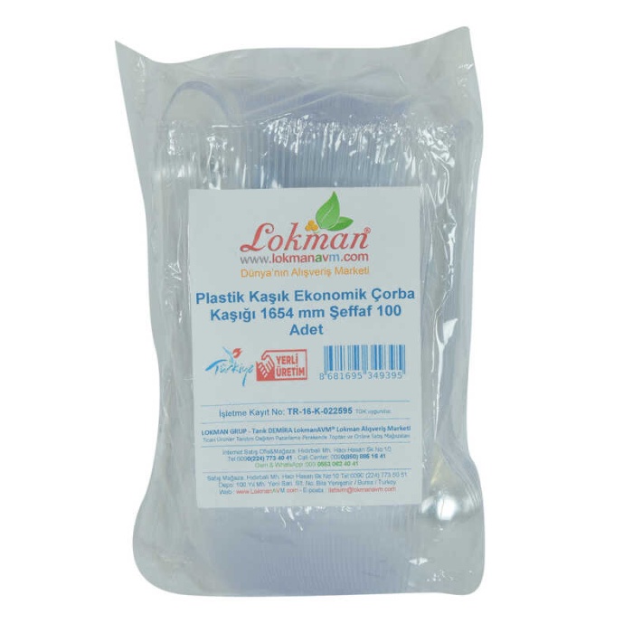 Plastik Kaşık Ekonomik Çorba Kaşığı 1654 mm Şeffaf 100 Adet 1 Paket