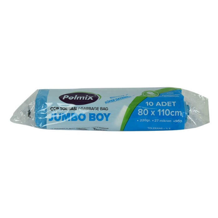 Çöp Torbası Jumbo Boy 80x110Cm 220Gr 27Mikron 90Lt Mavi Rulo 10 Adet