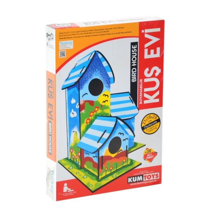 5269 Kumtoys Boyanabilir 3lü Kuş Evi - Bird House