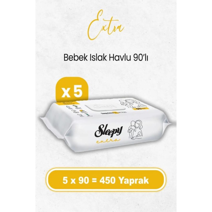 Sleepy Ekstra Islak Havlu Mendil 5x90 450 Yaprak