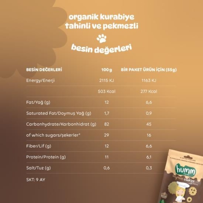 Humm Organik Tahinli ve Pekmezli Vegan Kurabiye 55 Gr