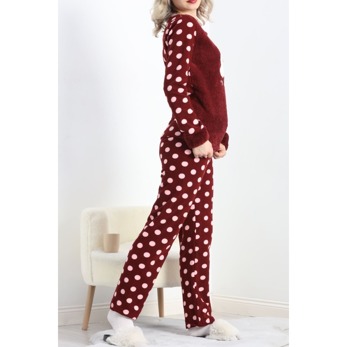 Polar Pijama Takımı Bordo1