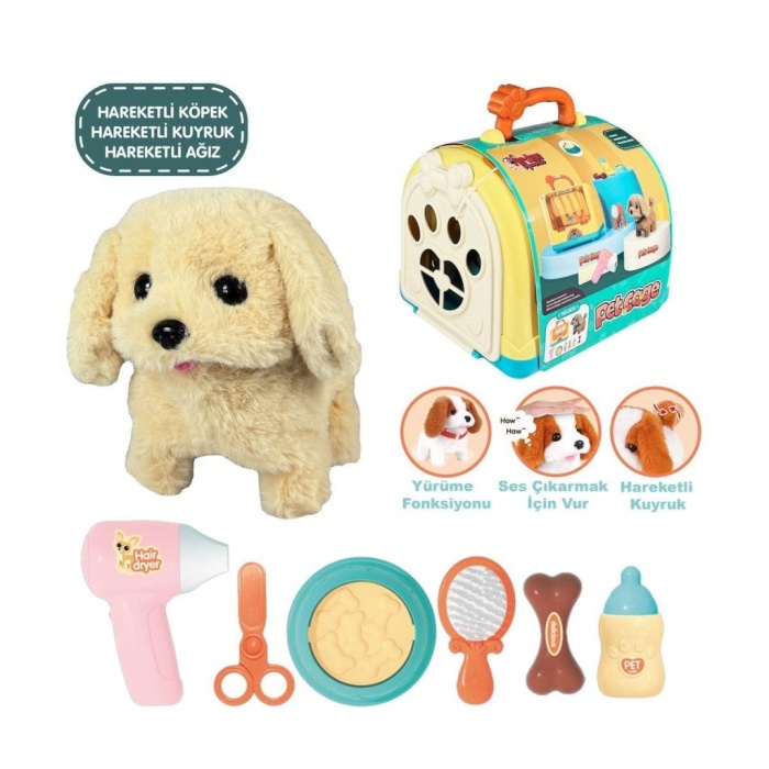 JND-3615 Taşıma Çantalı Hareketli Pilli Köpek Set (Pet Shop) -Vardem Oyuncak