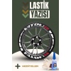 VITOUR KIRMIZI Yazılı Beyaz Şeritli Motosiklet Ve Otomobil Lastik Yazısı Sticker Yapıştırma