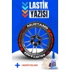 MUSTANG Yazılı Kırmızı Şeritli Motosiklet Ve Otomobil Lastik Yazısı Sticker Yapıştırma