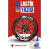 AMG Yazılı Kırmızı Şeritli Motosiklet Ve Otomobil Lastik Yazısı Sticker Yapıştırma