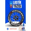 MUSTANG Yazılı Beyaz Şeritli Motosiklet Ve Otomobil Lastik Yazısı Sticker Yapıştırma