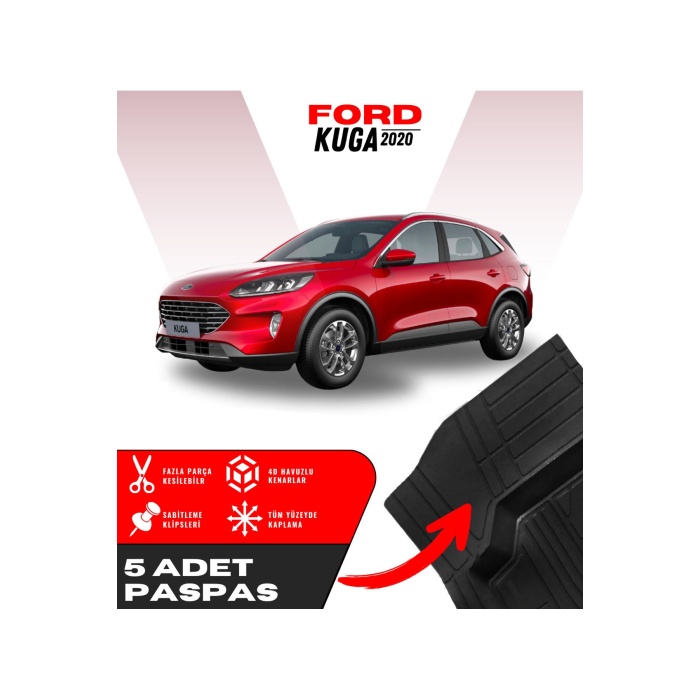 Ford Kuga 2020 5li Paspas Seti Yüksek Kalite Kesilebilir Universal Oto Paspas