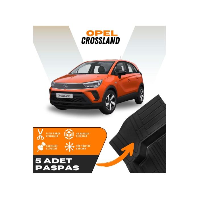 Opel Crossland 5li Paspas Seti Yüksek Kalite Kesilebilir Universal Oto Paspas