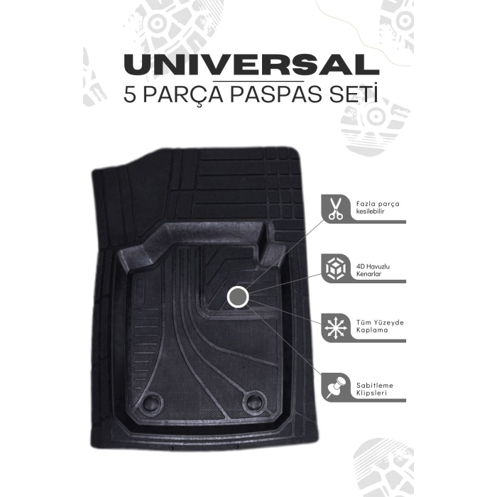 Ford Connect 2003-14 5li Paspas Seti Yüksek Kalite Kesilebilir Universal Oto Paspas