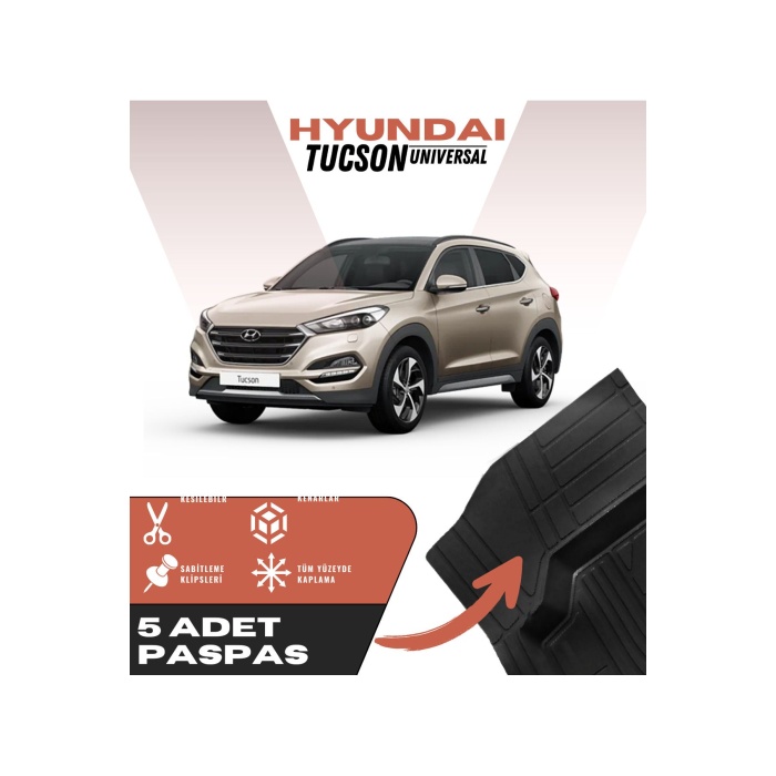 Hyundai Tucson Universal 5li Paspas Seti Yüksek Kalite Kesilebilir Universal Oto Paspas