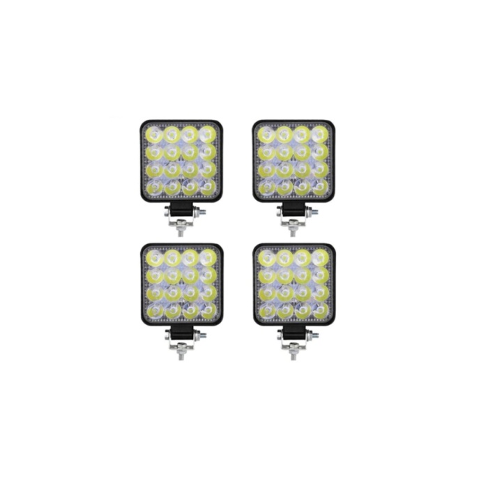 4 Adet 16 Led Kare Çalışma Lambası 110x110mm Off Road Traktör Tekne 16led-110