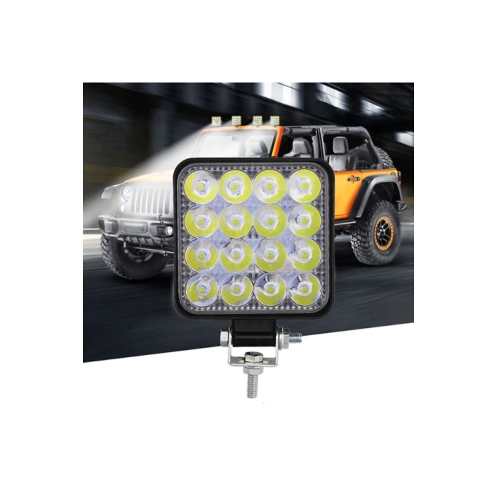 4 Adet 16 Led Kare Çalışma Lambası 110x110mm Off Road Traktör Tekne 16led-110