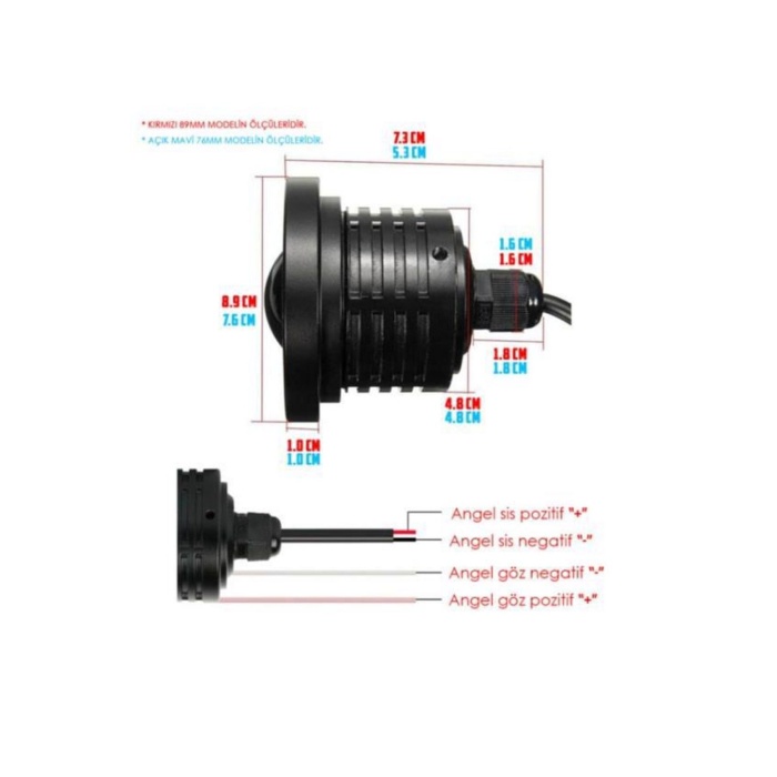 Universal Motosiklet sis ve far uyumlu 89mm beyaz angel montaj ayaklı Angel Sis led