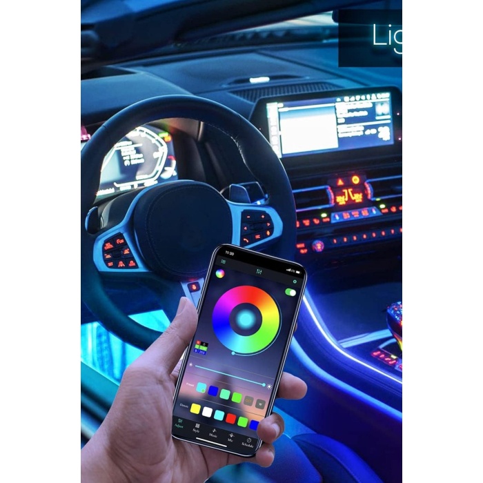 Araç Içi usbli 6 Parça Atmosfer Ambiyans Led Rgb Ip Neon Telefon + Wifi Kontrollü