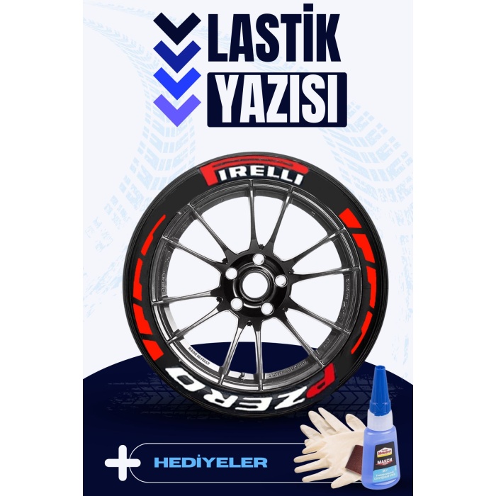 Yazılı Kırmızı Şeritli Motosiklet Ve Otomobil Lastik Yazısı Sticker Yapıştırma