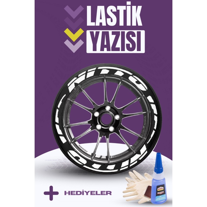 NITTO Yazılı Beyaz Şeritli Motosiklet Ve Otomobil Lastik Yazısı Sticker Yapıştırma