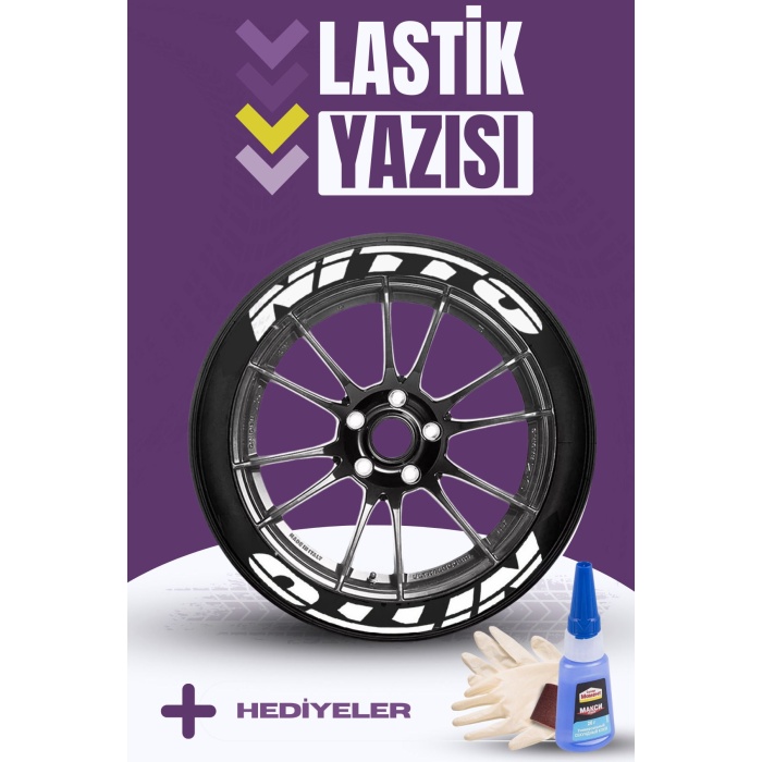 NITTO Yazılı Motosiklet Ve Otomobil Lastik Yazısı Sticker Yapıştırma