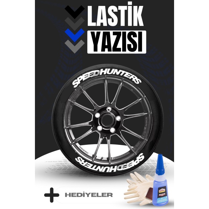 SPEEDHUNTERS BEYAZ Yazılı Motosiklet Ve Otomobil Lastik Yazısı Sticker Yapıştırma