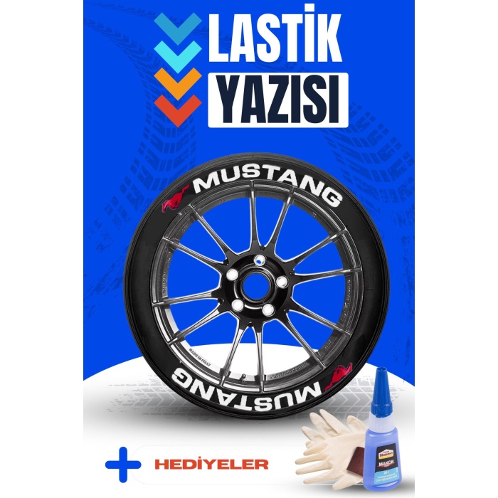 MUSTANG Yazılı Motosiklet Ve Otomobil Lastik Yazısı Sticker Yapıştırma