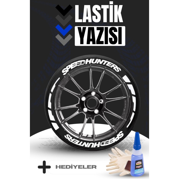 SPEEDHUNTERS BEYAZ Yazılı Beyaz Şeritli Motosiklet Ve Otomobil Lastik Yazısı Sticker Yapıştırma