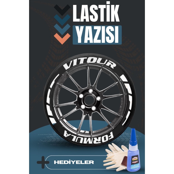 VITOUR Yazılı Beyaz Şeritli Motosiklet Ve Otomobil Lastik Yazısı Sticker Yapıştırma