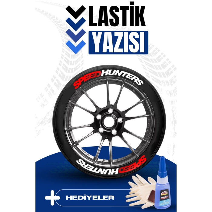 SPEEDHUNTERS KIRMIZI Yazılı Motosiklet Ve Otomobil Lastik Yazısı Sticker Yapıştırma