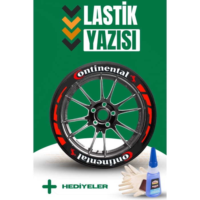 Yazılı Kırmızı Şeritli Motosiklet Ve Otomobil Lastik Yazısı Sticker Yapıştırma