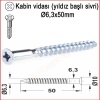 Metal galvaniz Kabin Vidası (yıldız Başlı Sivri) 06,3x50mm 100 Adet Kargo Bedava