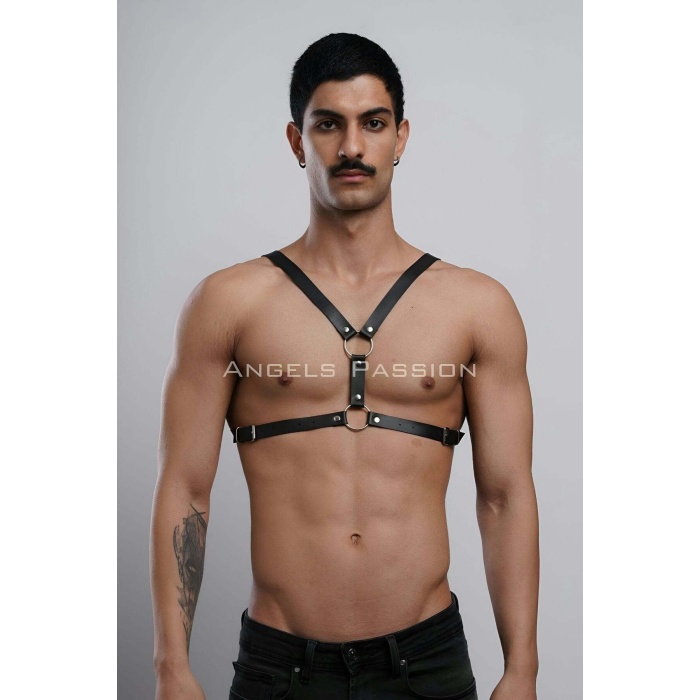 Erkek Deri Göğüs Harness, Erkek Fantazi Giyim, Clubwear, Partywear - Brfm44