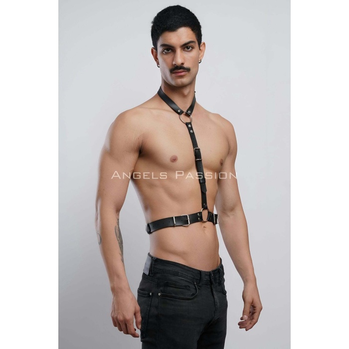 Deri Boyundan Askılı Erkek Harness, Clubwear, Leather Partywear - Brfm124