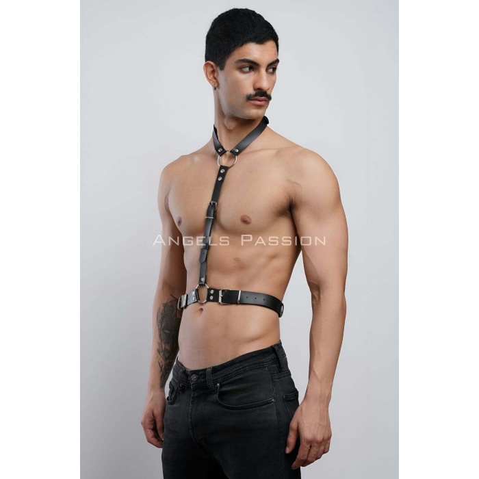 Deri Boyundan Askılı Erkek Harness, Clubwear, Leather Partywear - Brfm124