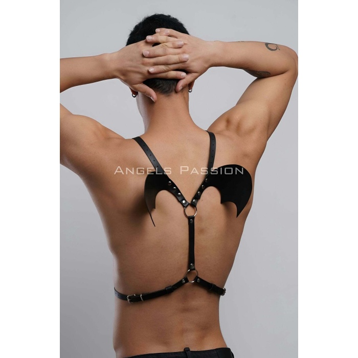 Kanatlı Erkek Harness, Erkek Göğüs Harness Ve Kanat Detay, Deri Kanatlı Harness - Brfm150