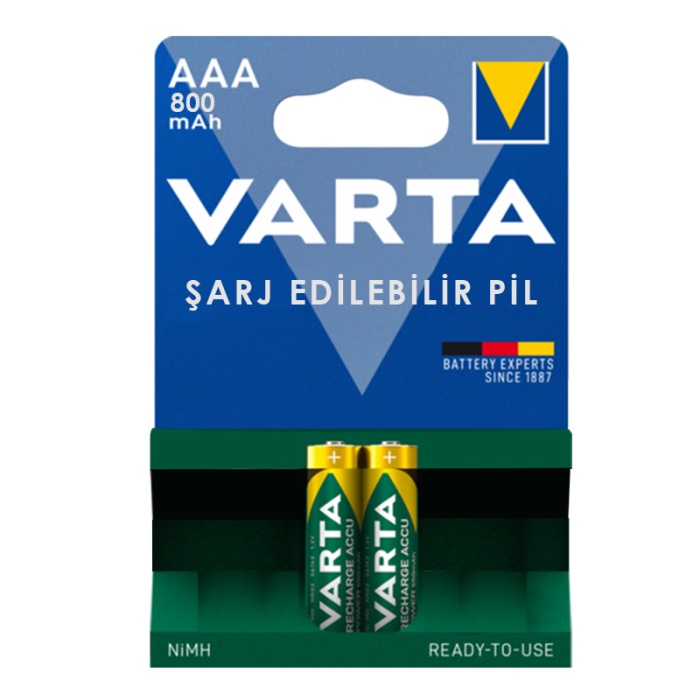 VARTA NI-MH 1.2V 800 MAH HR03 AAA ŞARJLI 2Lİ İNCE KALEM PİL (K295)