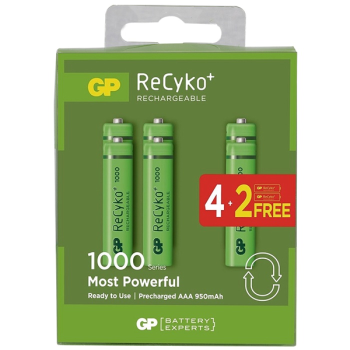 GP RECYKO 950 MAH AAA İNCE 4+2 6LI ŞARJLI PİL PAKET FİYATI (K295)