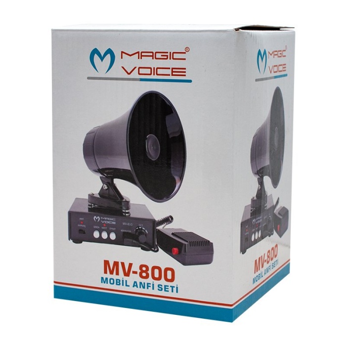 MAGICVOICE MV-800 KAYIT SİREN MİNİ PAZARCI ANFİ SETİ MIKNATISLI  (ANFİ+HOPARLÖR+MİKROFON) (K295)