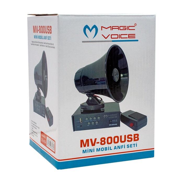 MAGICVOICE MV-800 USB KAYIT SİREN MİNİ PAZARCI ANFİ SETİ MIKNATISLI  (ANFİ+HOPARLÖR+MİKROFON) (K295)