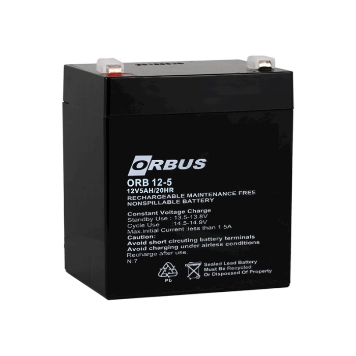 AKÜ 12 VOLT 5 AMPER ORBUS ORB12-5 (90 X 70 X 101 MM) (K295)