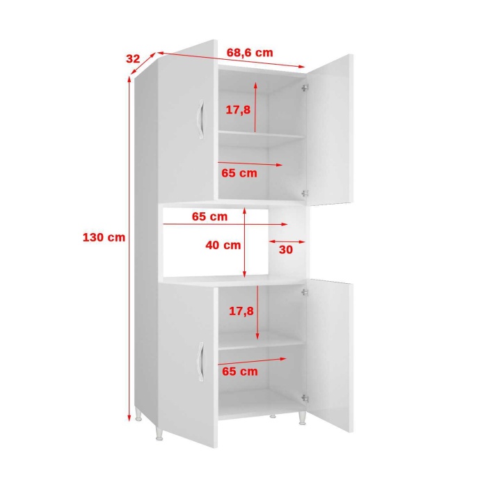  Arzu 68,6 X 130 Cm Fırın Bölmeli Mutfak & Banyo Dolabı